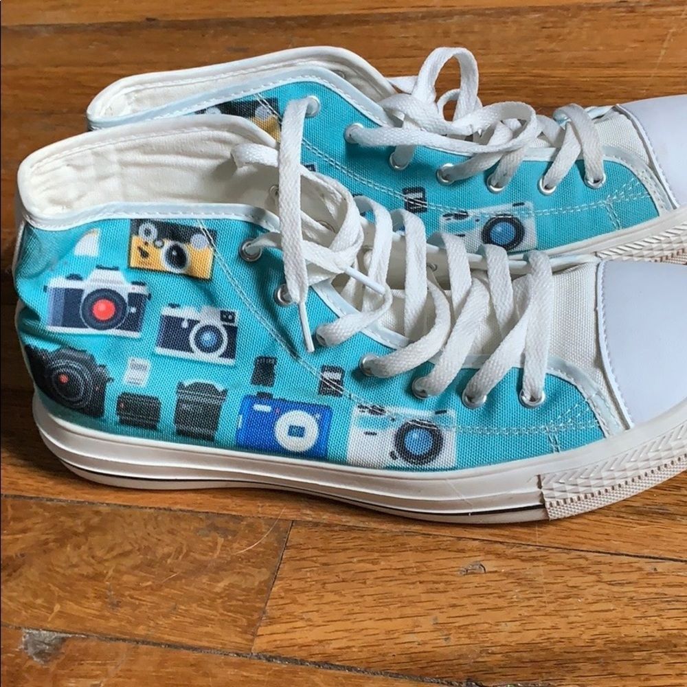 Camera Print High-Top Sneakers